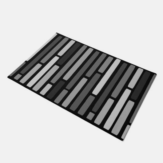 Mittelalterliche moderne Streifen Schwarz Fußmatte (Schrägansicht)