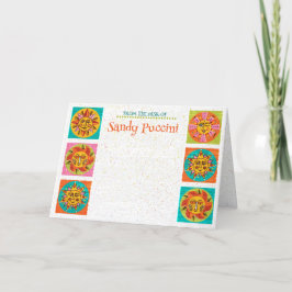 Mittelalterliche moderne Sun Faces Note Card Verti Dankeskarte