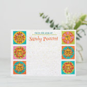 Mittelalterliche moderne Sun Faces Note Card Verti Dankeskarte (Stehend Vorderseite)