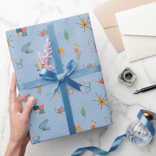 Mittelalterliche Moderne Texturiert Hellblau Geschenkpapier (Schenken)