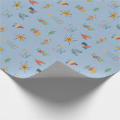 Mittelalterliche Moderne Texturiert Hellblau Geschenkpapier (Ecke)