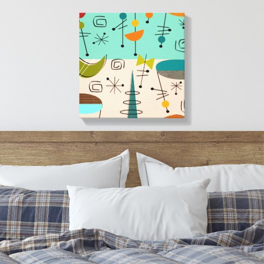 Mittelalterliche, moderne, umrissene Canvas Abstra Leinwanddruck (Insitu (Schlafzimmer))