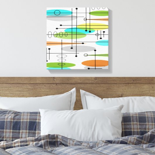 Mittelalterliche, moderne, umrissene Canvas Abstra Leinwanddruck (Insitu (Schlafzimmer))