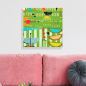 Mittelalterliche, moderne, umrissene Canvas Abstra Leinwanddruck (Insitu (Wohnzimmer))