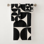 Mittelalterliche moderne Vintage Muster Schwarz/We Badhandtuch Set (Insitu)