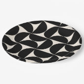 Mittelalterliche moderne Vintage Muster Schwarz/We Pappteller (Schrägansicht)