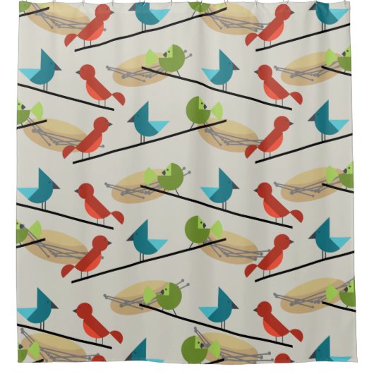 Mittelalterliche moderne Vögel Duschvorhang (Vorderseite)