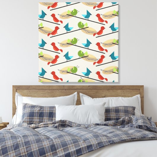 Mittelalterliche moderne Vögel Leinwanddruck (Insitu (Schlafzimmer))