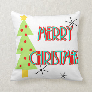 Mittelalterliche moderne Weihnachtsbäume Retro Kissen