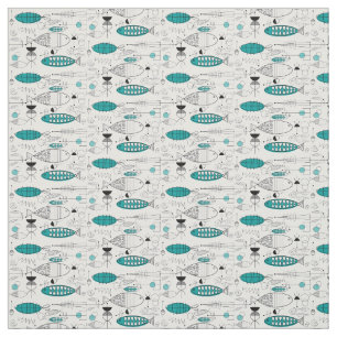Mittelalterliche moderne Whimsikfische Retro Aquam Stoff