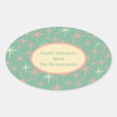 Mittelalterliche, moderne, winzige Atomstars-Retro Ovaler Aufkleber (Vorderseite)