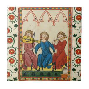 MITTELALTERLICHE MUSIK UND MUSIKER, ANTIQUE MINIAT FLIESE