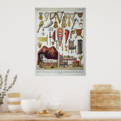 Mittelalterliche Musikinstrumente usw. Poster (Küche)