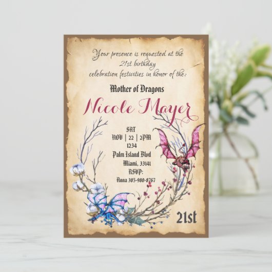 Mittelalterliche Mutter der Drachen Einladung zum  (Stehend Vorderseite)