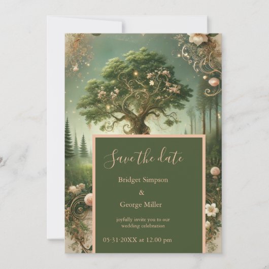 Mittelalterliche mystische Fantasie Save the Date Einladung (Vorderseite)