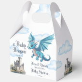 Mittelalterliche niedlich-blaue Drachenbabydusche Geschenkschachtel (Vorderseite)
