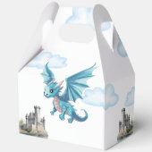 Mittelalterliche niedlich-blaue Drachenbabydusche Geschenkschachtel (Rückseite)