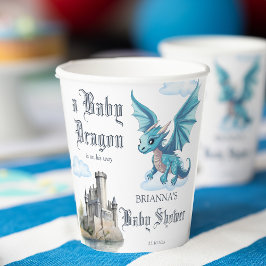 Mittelalterliche niedliche Baby Dragon Babydusche Pappbecher