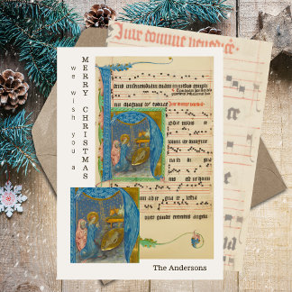 Mittelalterliche Noten Religiöse Weihnachtskrippe Feiertagskarte