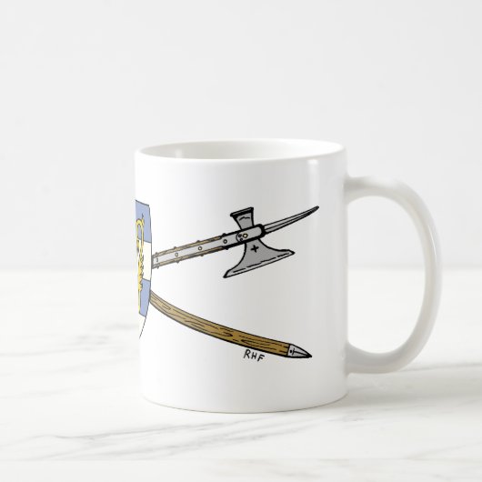 Mittelalterliche Poleaxe und Schild Kaffeetasse (Rechts)