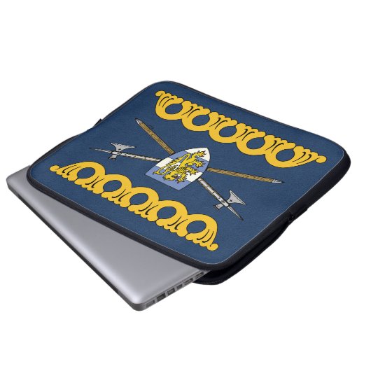 Mittelalterliche Poleaxe und Schild Laptopschutzhülle (Vorne Knopf)