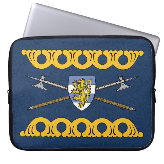 Mittelalterliche Poleaxe und Schild Laptopschutzhülle (Vorderseite)