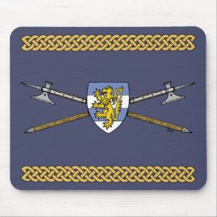 Mittelalterliche Poleaxe und Schild Mousepad