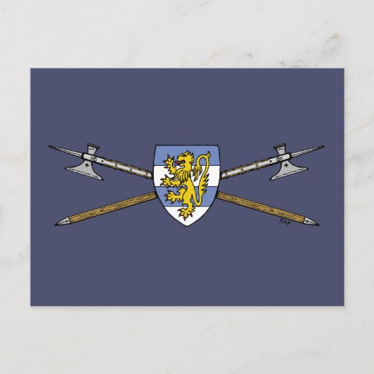 Mittelalterliche Poleaxe und Schild Postkarte (Vorderseite)