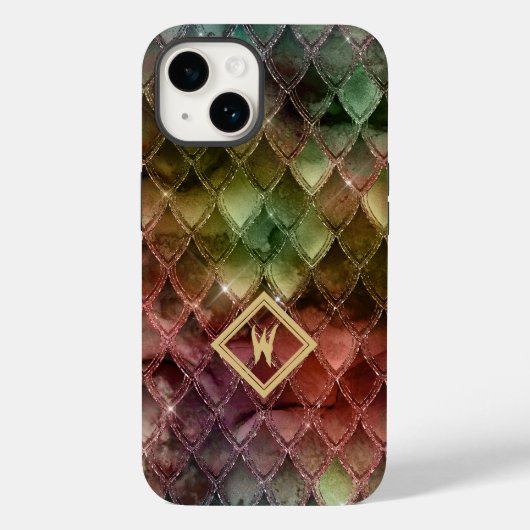 Mittelalterliche Regenbogen-Drachenskala mit Singl Case-Mate iPhone Hülle (Rückseite)