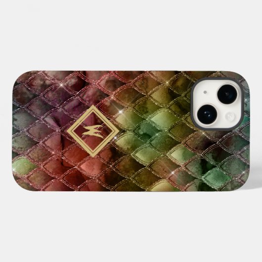 Mittelalterliche Regenbogen-Drachenskala mit Singl Case-Mate iPhone Hülle (Rückseite (Horizontal))