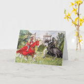 Mittelalterliche Reise gegen eine Burg Leere Karte (Gelbe Blume)