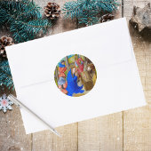 Mittelalterliche religiöse Christliche Weihnachtsk Runder Aufkleber