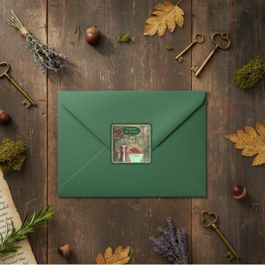 Mittelalterliche Renaissance - Blumen und Schwert  Quadratischer Aufkleber