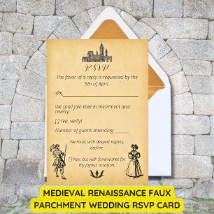 Mittelalterliche Renaissance-Faux-Pergament-Hochze RSVP Karte