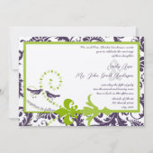 Mittelalterliche Renaissance Grüne Lila Blütendamp Einladung (Vorderseite)