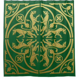 Mittelalterliche Renaissance Herald Lion Leopard M Duschvorhang