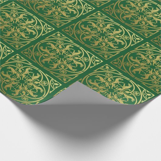 Mittelalterliche Renaissance Herald Lion Leopard M Geschenkpapier (Ecke)