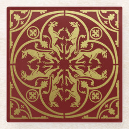 Mittelalterliche Renaissance Herald Lion Leopard M Glasuntersetzer