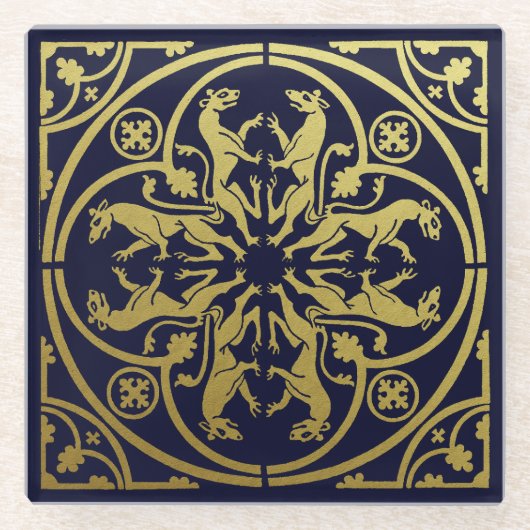 Mittelalterliche Renaissance Herald Lion Leopard M Glasuntersetzer (Vorderseite)