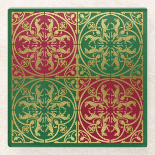 Mittelalterliche Renaissance Herald Lion Leopard M Glasuntersetzer