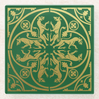 Mittelalterliche Renaissance Herald Lion Leopard M Glasuntersetzer