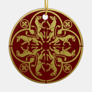Mittelalterliche Renaissance Herald Lion Leopard M Keramik Ornament