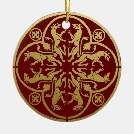 Mittelalterliche Renaissance Herald Lion Leopard M Keramik Ornament (Vorne)