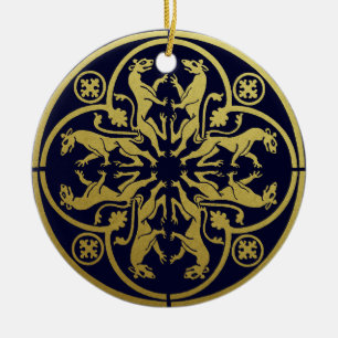 Mittelalterliche Renaissance Herald Lion Leopard M Keramik Ornament