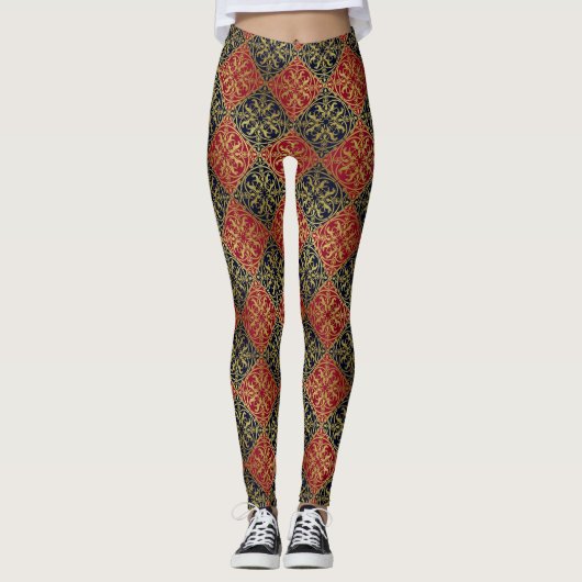 Mittelalterliche Renaissance Herald Lion Leopard M Leggings (Vorderseite)
