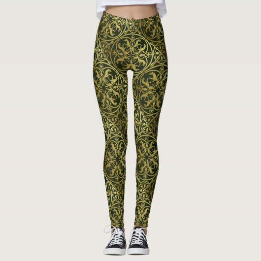 Mittelalterliche Renaissance Herald Lion Leopard M Leggings (Vorderseite)