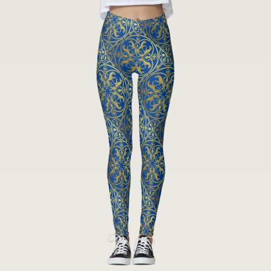 Mittelalterliche Renaissance Herald Lion Leopard M Leggings (Vorderseite)