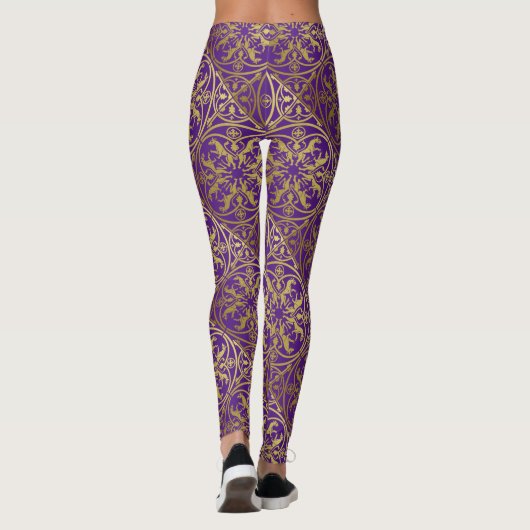 Mittelalterliche Renaissance Herald Lion Leopard M Leggings (Rückseite)
