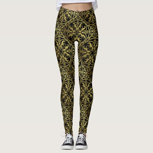 Mittelalterliche Renaissance Herald Lion Leopard M Leggings (Vorderseite)