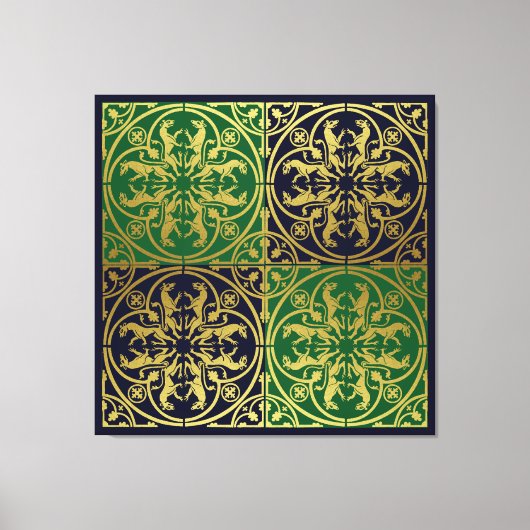 Mittelalterliche Renaissance Herald Lion Leopard M Leinwanddruck (Vorderseite)